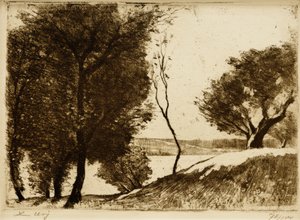 Tree-lined Shore at the Markish Lake by Lesser Ury